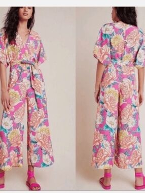 NWT FARM Rio Pink Floral Jumpsuit Size Med